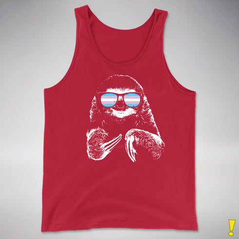 Pride Sloth Transgender Flag Sunglasses Premium Tank Top - Red